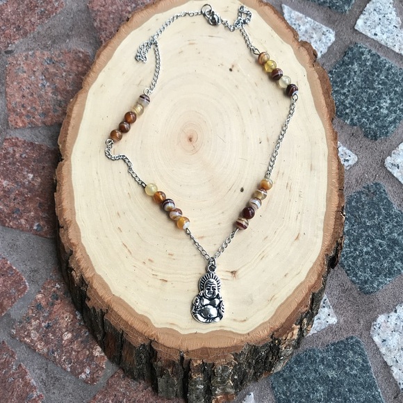 🔴SALE ! Genuine copper agate buddha boho necklace - Picture 5 of 8